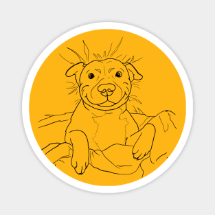 Cute goofy Pittbull line art dog illustration Magnet